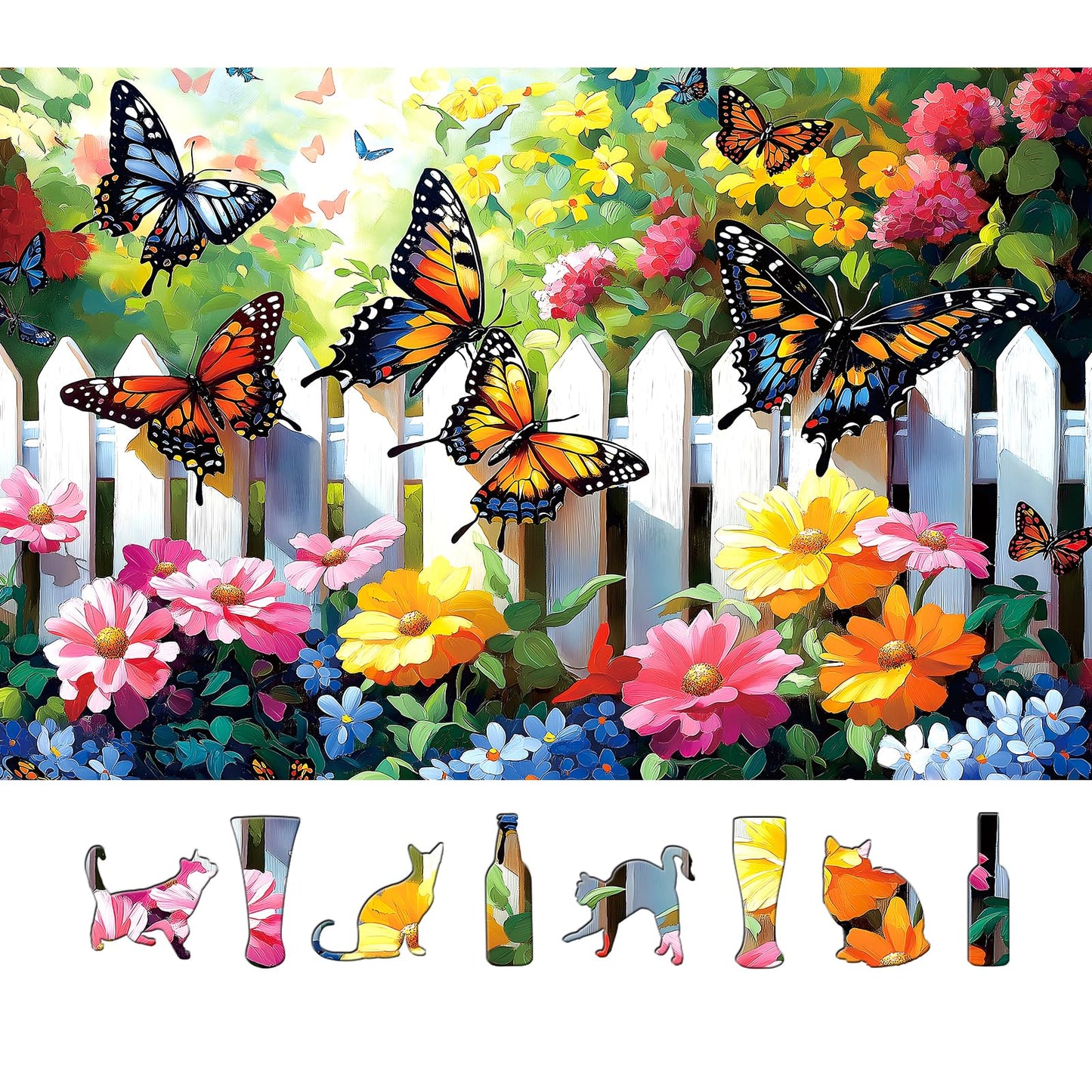 500-Piece Jigsaw Puzzle for mature-themeds Butterfly Garden Spring Colorful Flowers 500pc mature-themed Puzzles Nature-Themed Flower Puzzle  Challenging Yet Relaxing Activity  Gift for Puzzle Lovers(23 x15 )