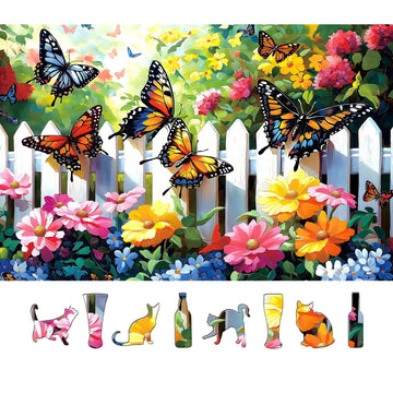 500-Piece Jigsaw Puzzle for mature-themeds Butterfly Garden Spring Colorful Flowers 500pc mature-themed Puzzles Nature-Themed Flower Puzzle  Challenging Yet Relaxing Activity  Gift for Puzzle Lovers(23 x15 )