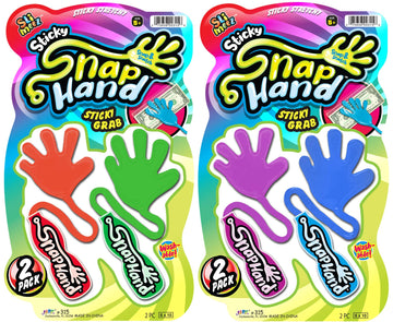 Ja-Ru Super Stretchy Sticky Hands (2 Pack, 4 Hand Toys) Fun Slap Smack & Snap Fidget Toys For Kids. Bulk Classroom Prizes, Party Favors, Easter Goodie Bag Stuffers. Vending Machine Toys. 315-2S