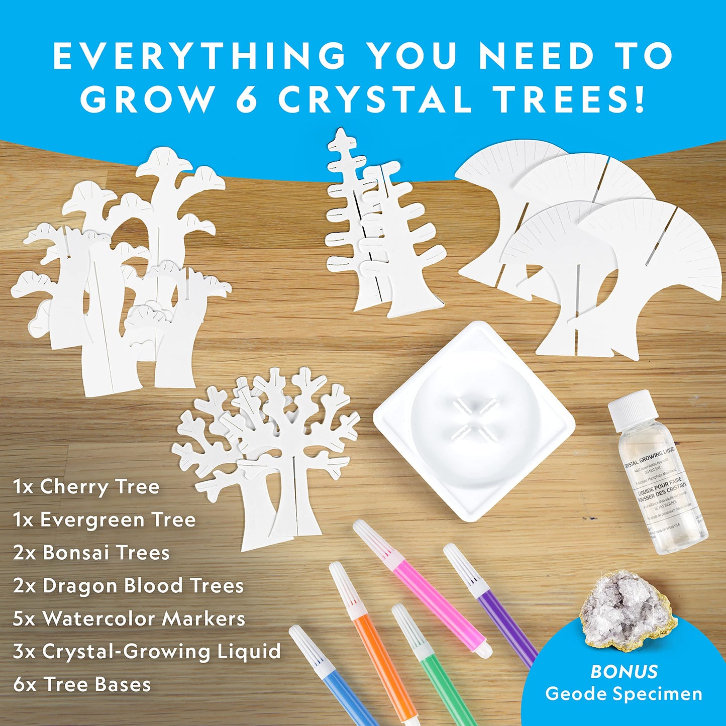 NATIONAL GEOGRAPHIC Kids Crystal Growing Kit - Grow 6 Multi-color Crystal Trees in 6 Hours, Educational STEM Craft Kit - NGCRYSTALFOR