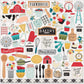 Echo Park Paper Co. Farmhouse Kitchen Element Sticker, 12-X-12-Inch, Red, Yellow, Teal, Woodgrain, Balck