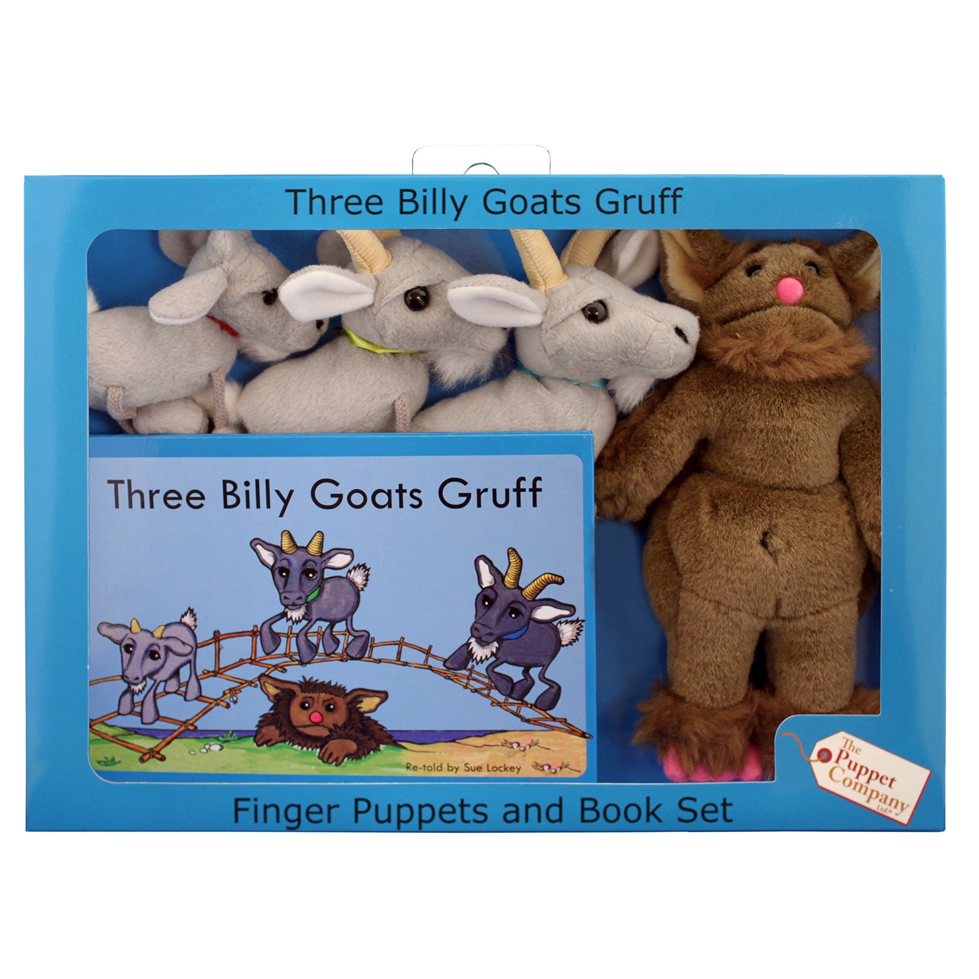 The Puppet Company Traditional Story Sets Three Billy Goats Gruff & Troll Book and Finger Puppets Set