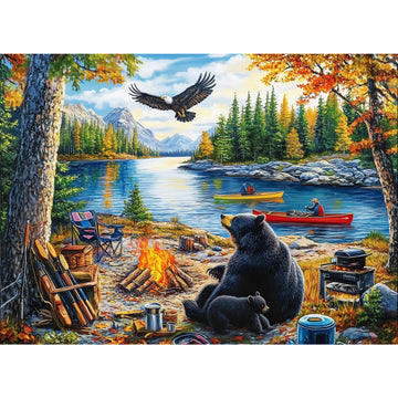500 Piece Puzzles for Adults,Mother Kids Bear Eagle Large Piece Jigsaw Puzzle for Adults Kids Seniors,Recycled Cardboard Puzzle 