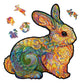 Unidragon Original Wooden Jigsaw Puzzles - Precious Rabbit, 309 Pcs, King Size 14.1'X14.5', Beautiful Gift Package, Unique Shape Best Gift For Adults And Kids