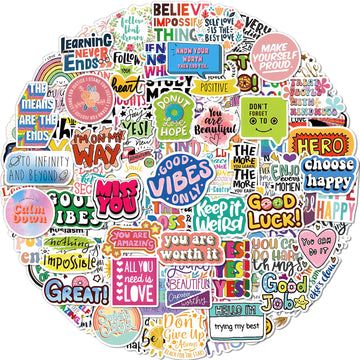 Benresive 100 Pcs Inspirational Stickers For Adults, Motivational Water Bottle Stickers, Positive Affirmation Mental Health Stickers, Scrapbook Vision Board Encouraging Stickers For Kids Adults