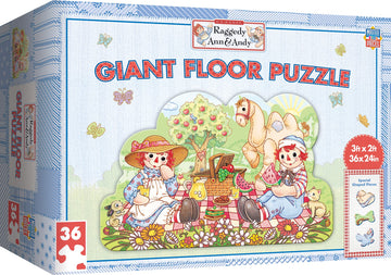 Masterpieces Floor Puzzle - Jumbo Size 36 Piece Jigsaw Puzzle For Kids - Raggedy Ann & Andy Shaped Puzzle - 3Ftx2Ft