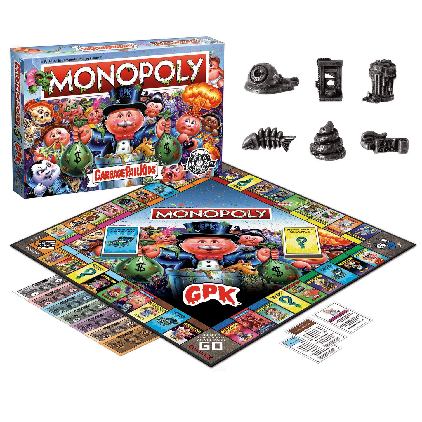 Monopoly Garbage Pail Kids | Based On Topps Company Garbage Pail Kids Trading Cards | Collectible Monopoly Game | Officially Lic