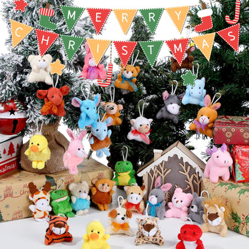 120 Pcs Mini Animal Plush Toys Party Favors Small Stuffed Animals Bulk Cute Jungle Sea Animal Toy Keychain Decoration For Birthd