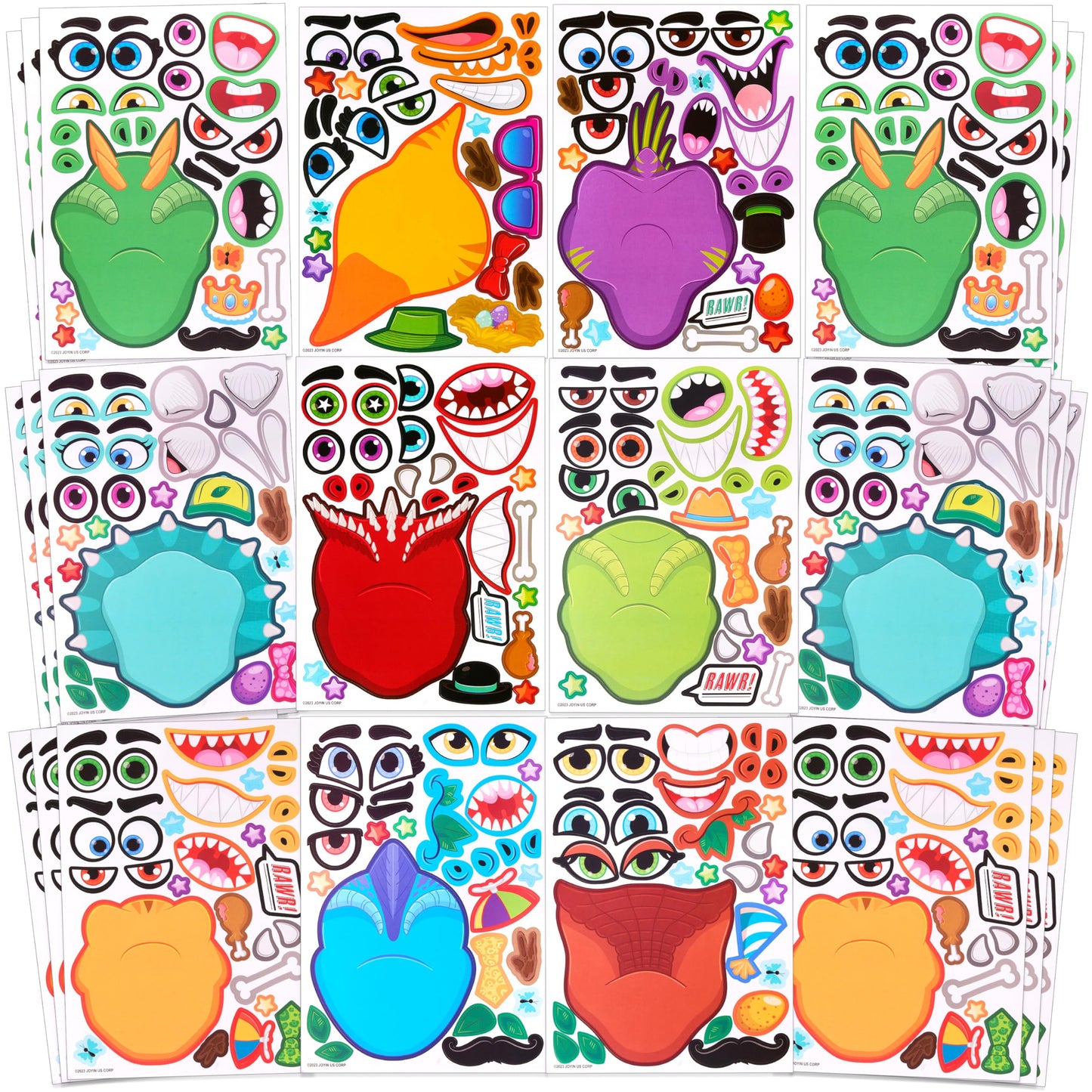 Joyin 36Pcs 9.8'X6.7' Make A Face Stickers For Kids, Make Your Own Dinosaur Stickers, Animal Party Favors Kids Crafts, Goodie Bags Stuffers, Classroom Rewards