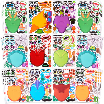 Joyin 36Pcs 9.8'X6.7' Make A Face Stickers For Kids, Make Your Own Dinosaur Stickers, Animal Party Favors Kids Crafts, Goodie Bags Stuffers, Classroom Rewards