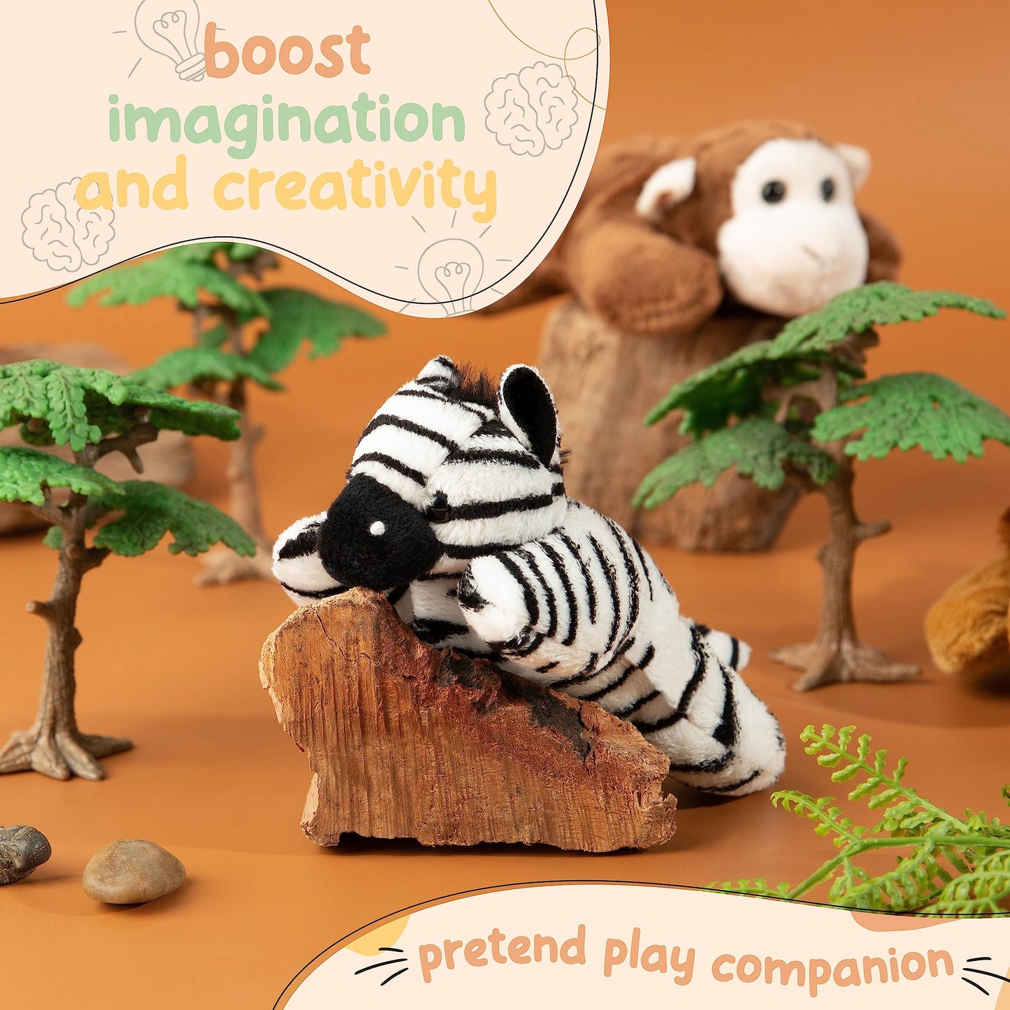 Forest & Twelfth Stuffed Zebra, Single Mini Stuffed Animal Plush Toy For Kids, Safari Party Favors And Goody Bags, Classroom Treasure Box Prizes, Stocking Stuffers (Zebra)