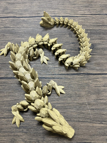Munnygrubbers - Xl 26' Crystal Dragon Fidget Toy - Heavy Duty - 3D Printed Flexible Articulating Dragon Plastic Collectible Figurine - Surprise Egg Compatible - (Bronze Dragon)
