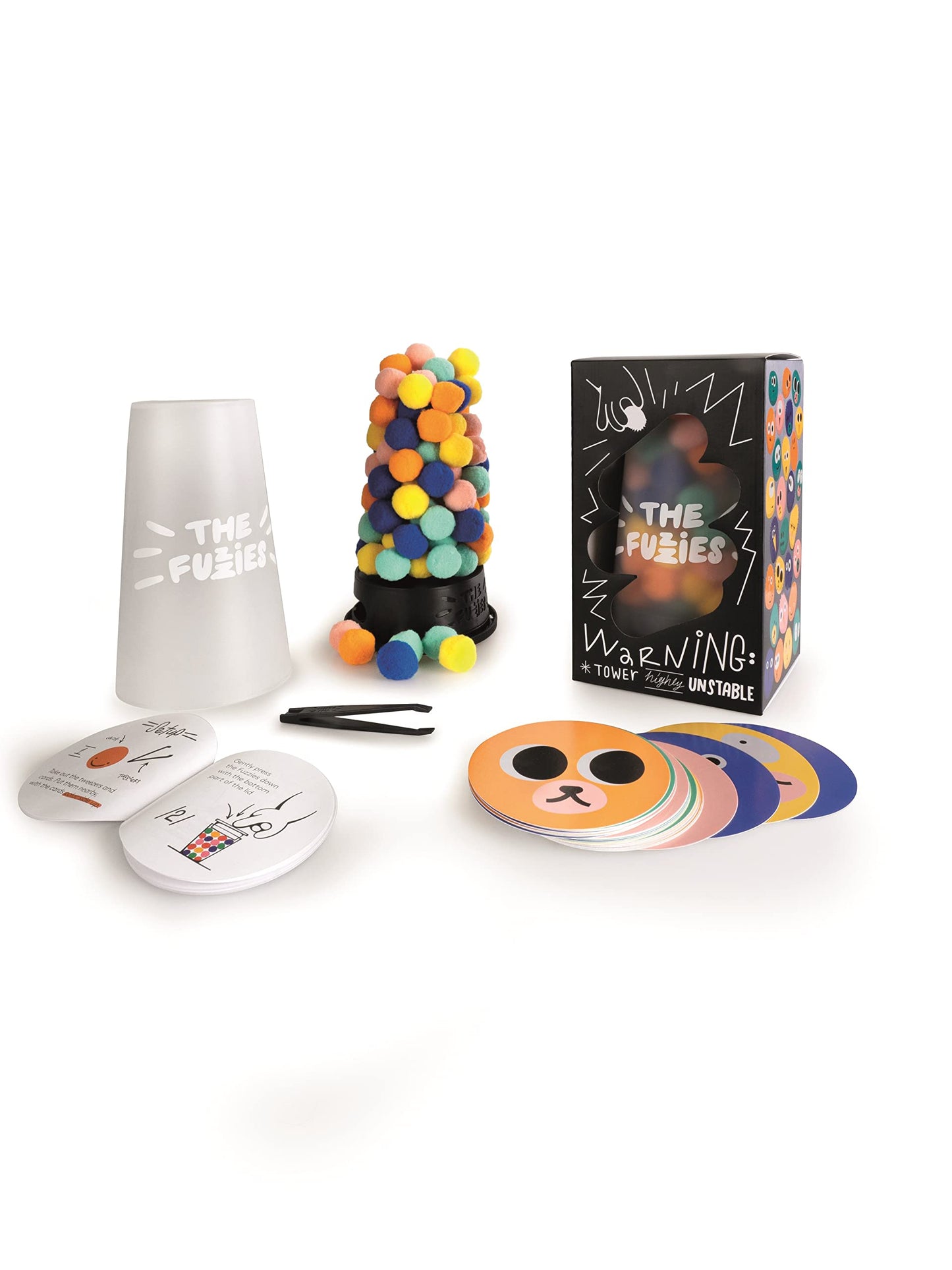 CMYK The Fuzzies Stacking Game - Multicolor Soft Fuzzballs Tower, 5x5x10 inches, Model 6920, Acrylic Material
