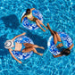 Motionchic Jumbo Float Tube 47.24 Inches Inflatable Pool Floats Large Pool Tube Tropical Leaves Inflatable Tube Blue White Pool
