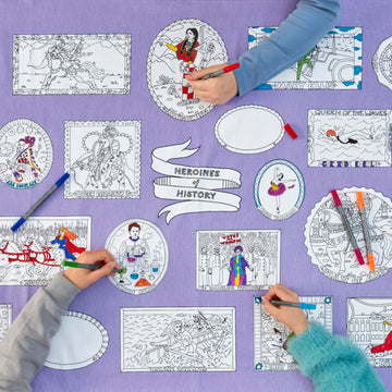 Eatsleepdoodle Coloring Tablecloth W/ 10Pk Washable Markers - 50X33In Inspirational Women Poster, Powerful Women In History For Kids - Washable & Reusable