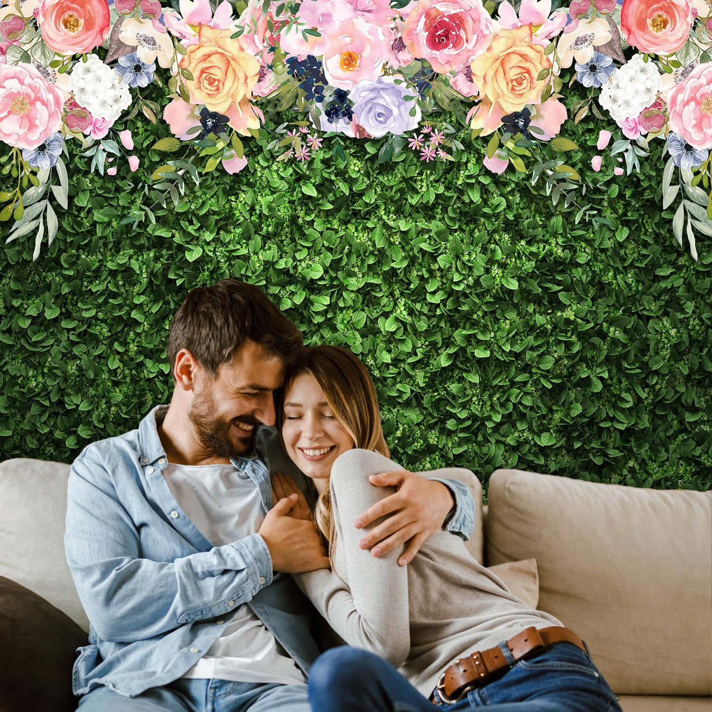 Avezano Flower Photography Backdrop Green Spring Grass Lawn Party Background Floral Grass Birthday Baby Shower Miss to Mrs Weddi