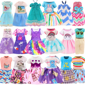 Miunana 12 Pcs 5.3 Inch Girl Doll Clothes Dress Outfits And Shoes For Chelsea Girl Doll Clothing With 2 Pairs Of Shoes For 4-6 Inch Chelsea Girl Dolls Clothes And Accessories Doll Top And Pants