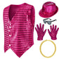 Kids Dance Hip Hop Jazz Costume Boys Sequin Vest Hat Sunglasses Set for Dance Party 4-5T Rose
