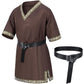 Kids Medieval Costume Boys Viking Tunic Knight Warrior Renaissance Shirts With Belt 4-6T Brown