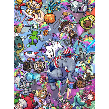 Taozi&Lizhi The Original 1000 Piece Puzzle, Fart-Tastic Rainbow Universe, No Dust Leisure Animal Puzzle, Colorful Funny Art Puzz