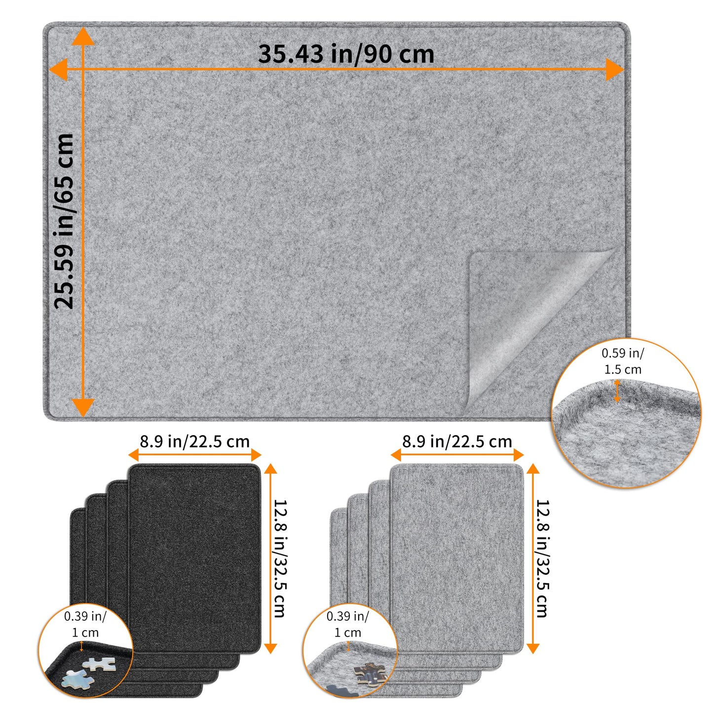 Lavievert Jigsaw Puzzle Board With 8 Sorting Trays & Cover, Portable Puzzle Mat, Lightweight Felt Puzzle Plateau For Adults, Lar