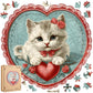 Wooden Puzzle For Adults - 3D Vision Effect Heart Cat Puzzle 200 Pcs Unique Shape Advanced Wooden Jigsaw Puzzle, Challenge Jigsa