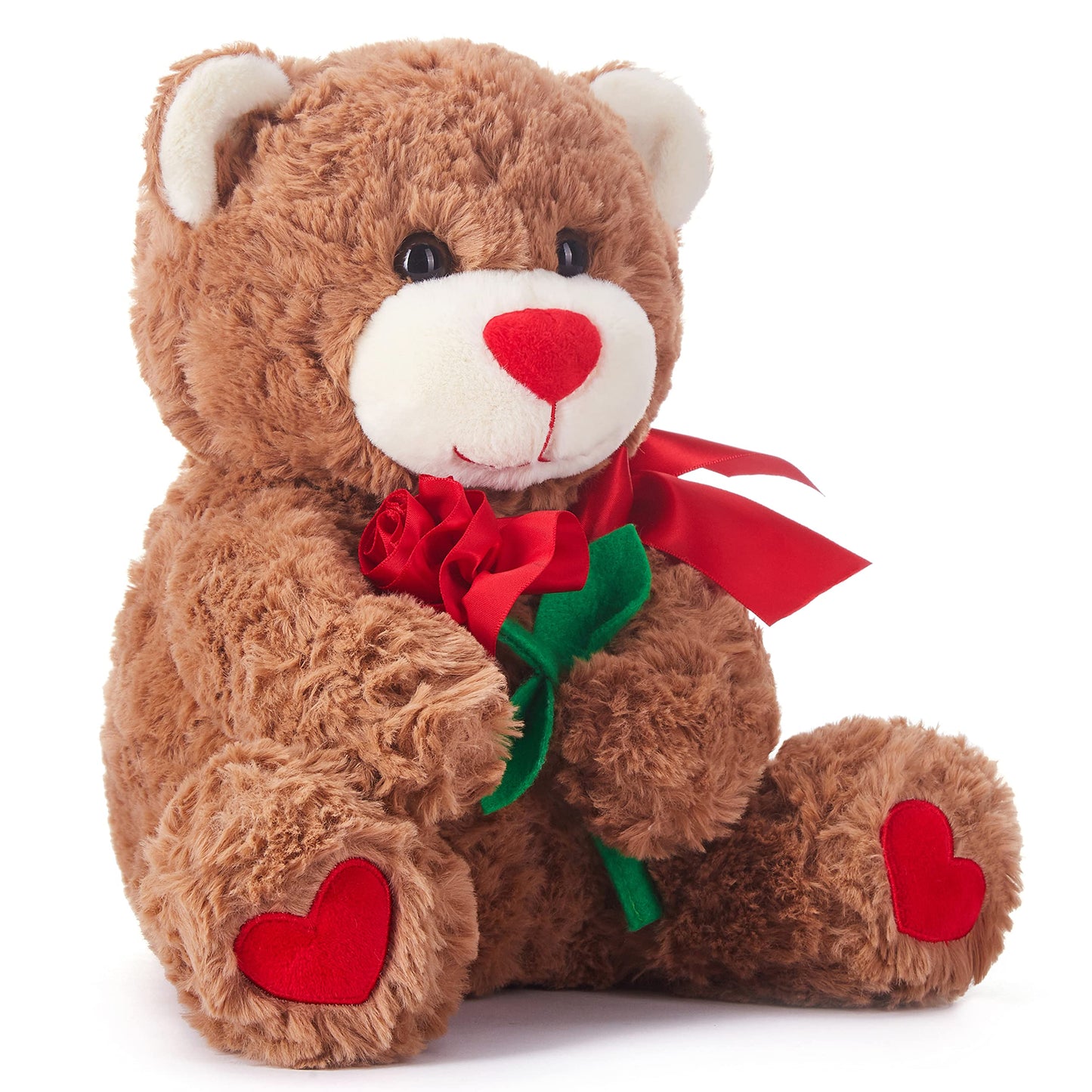 Ikasa Bear Stuffed Animal Love Plush Toy With Bow For Valentine Day,Cute 10.6'' Soft Plushie Small Toy,Valentines Day Gifts For