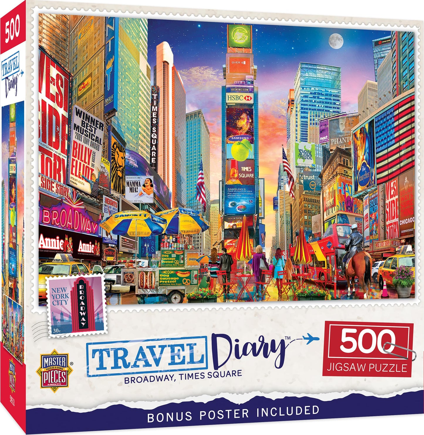 MasterPieces 500 Piece Jigsaw Puzzle - Broadway Times Square NYC Puzzle - 15x21 - mature-themeds & Family - New York City Landmarks