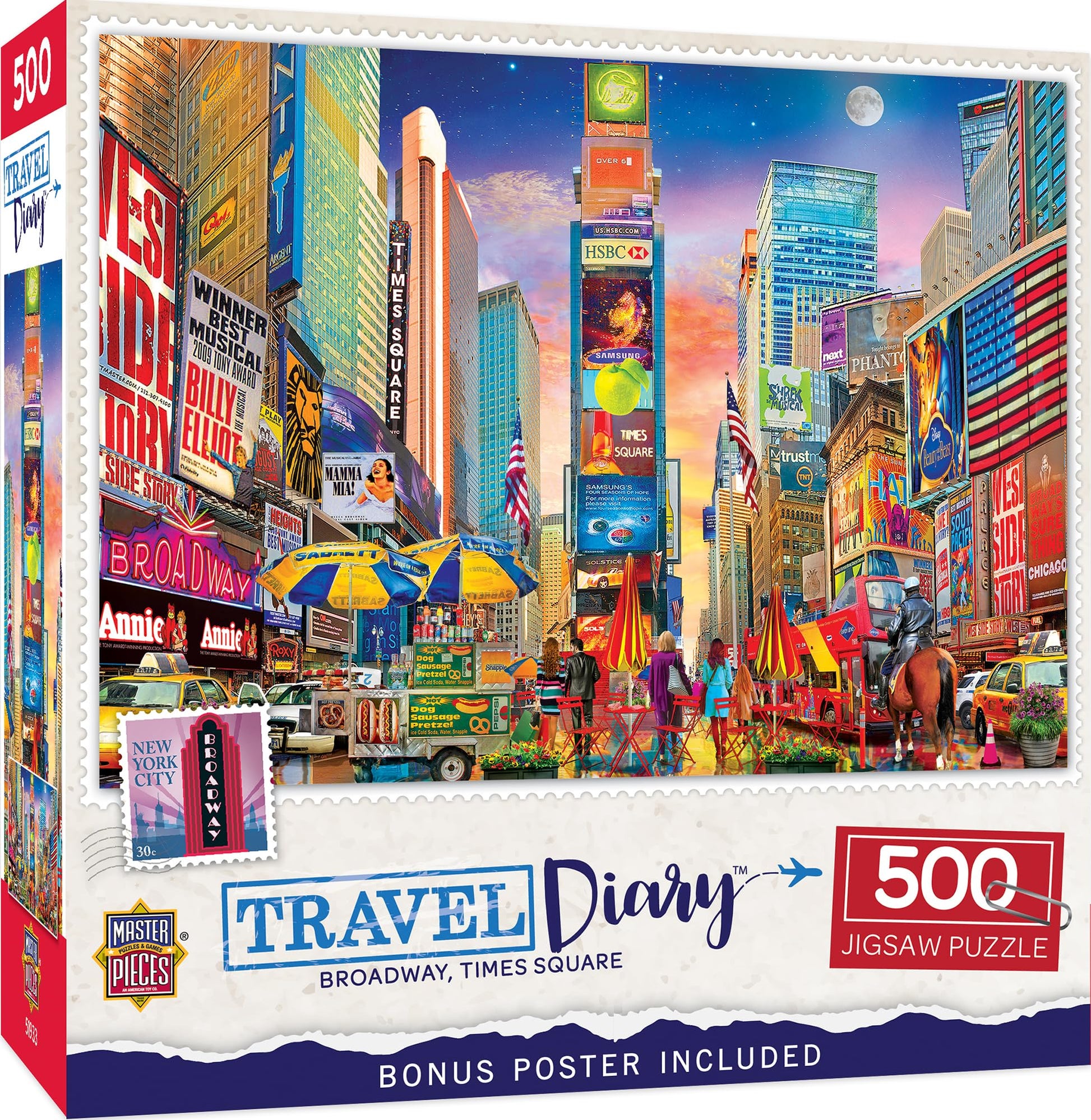 MasterPieces 500 Piece Jigsaw Puzzle - Broadway Times Square NYC Puzzle - 15x21 - mature-themeds & Family - New York City Landmarks