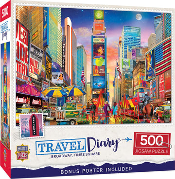 MasterPieces 500 Piece Jigsaw Puzzle - Broadway Times Square NYC Puzzle - 15x21 - mature-themeds & Family - New York City Landmarks