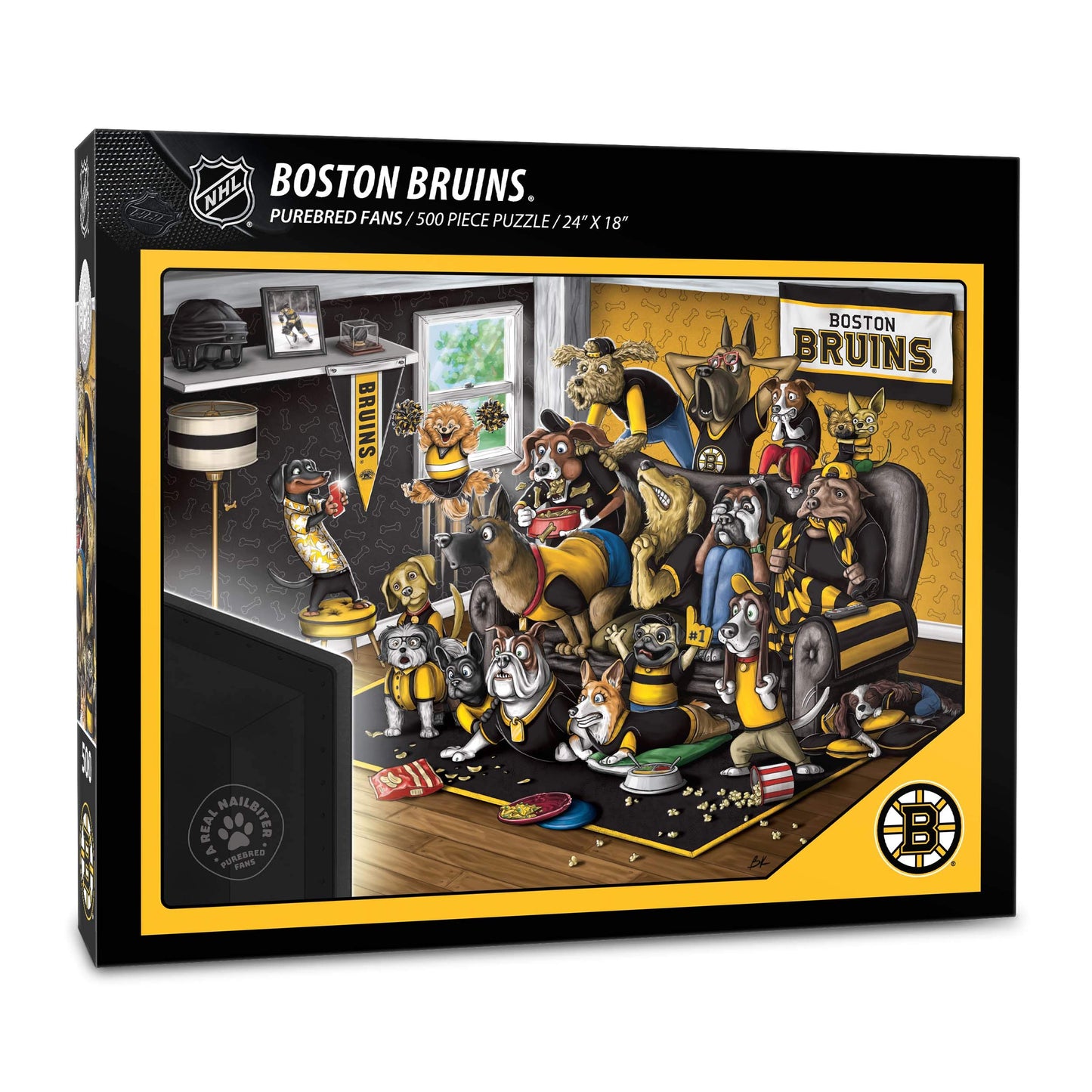 Youthefan Nhl Boston Bruins Purebred Fans 500Pc Puzzle - A Real Nailbiter