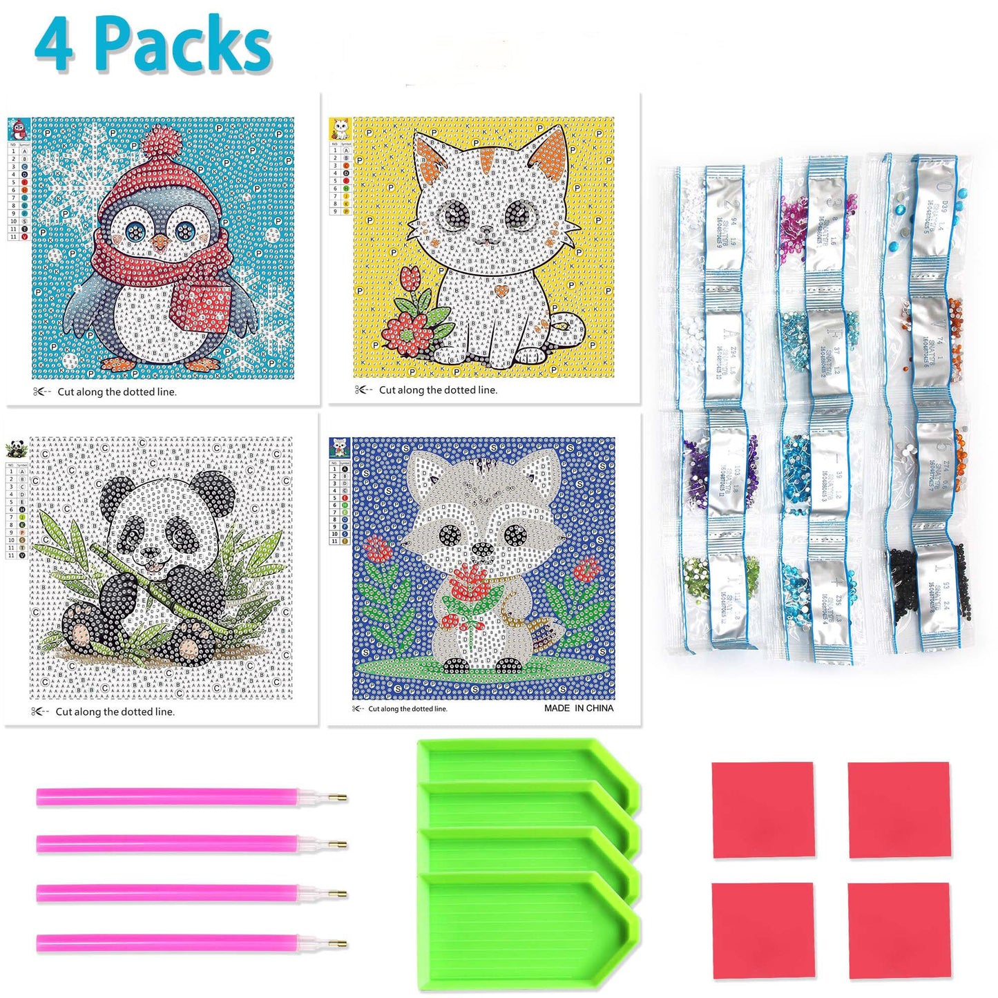 Libfx Diamond Art Kits For Kids 4 Pcs Diamond Art For Kids Girls Boys Beginners Arts And Crafts For Kids Ages 8-12 (Dw-001)