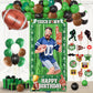 Football Birthday Party Decorations Set - Photo Booth Props for boys,Foil Fringe Curtain Backdrop,Foil Balloon,Green Balloons Bi