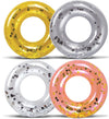 4-Pack Kids Inflatable Pool Floats - Sparkly Confetti-Filled Glitter Pool Float Rings, Cute Pool Floats In Pearl, Silver, Rose Gold, And Gold; Floating Tube Swim Rings For Pool, Beach, Lake - 23 Inch