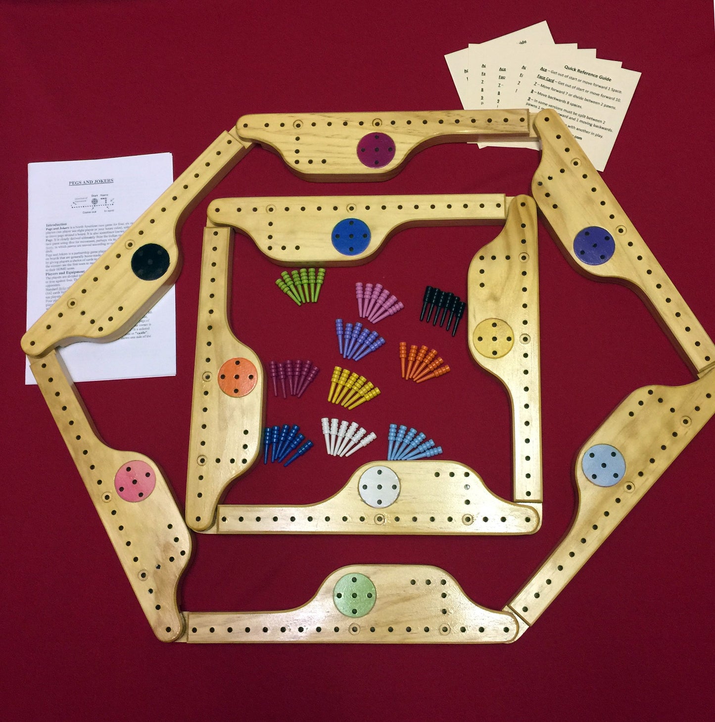 C and J Woodtechs Pegs and Jokers Game - 10 Player, Multicolor, Wooden Board Game