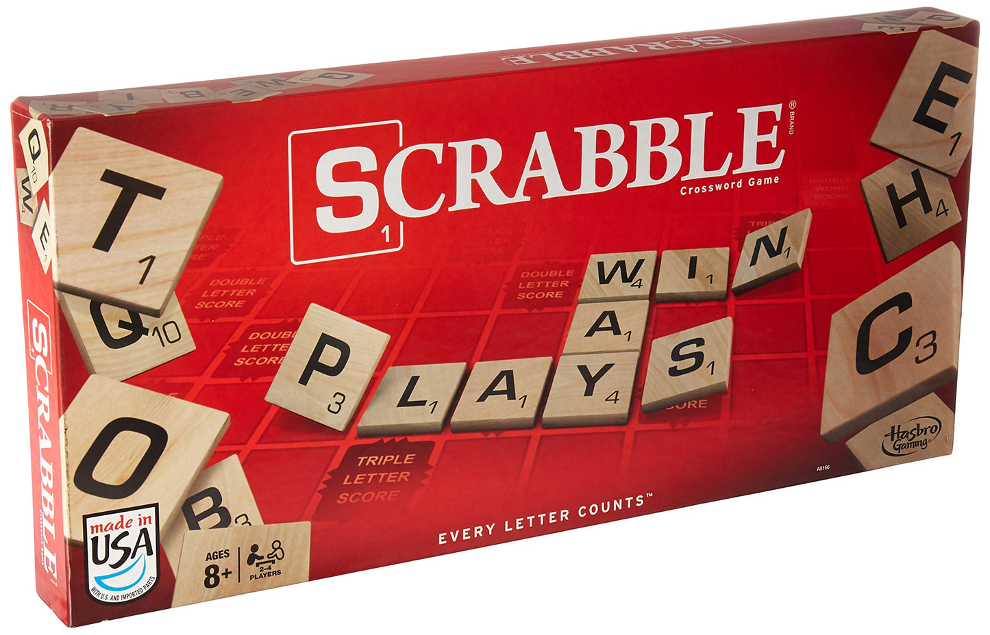 Hasbro Scrabble A8166 Classic Board Game - Wood, Classic Color, Family Fun