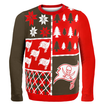 FOCO NFL Tampa Bay Buccaneers BUSY BLOCK Ugly Sweater, X-Large