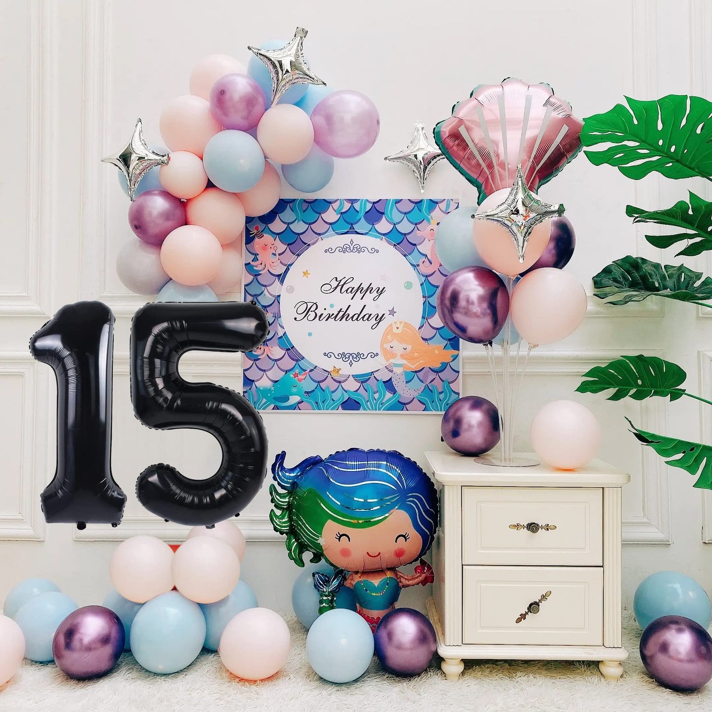 Smlpuame 40 Inch Number Balloon 0-9 Black Large Number 15 Balloons,Digital Balloons For Birthday Party Celebration Decorations S