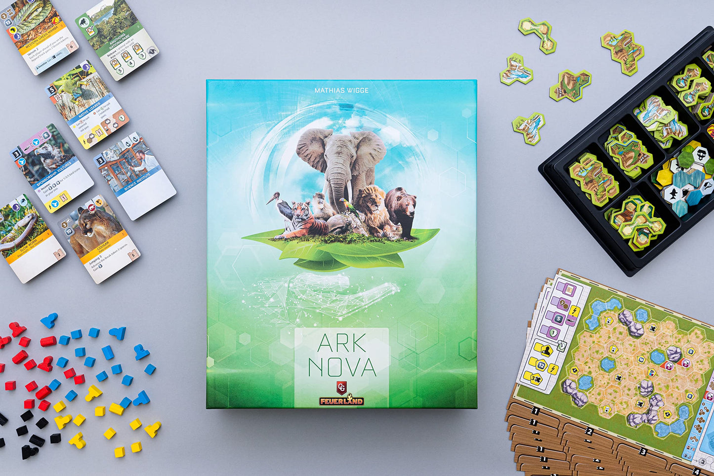 Capstone Games Ark Nova Strategy Board Game, Card Drafting & Hand Management, 1-4 Players, 90-150 Min Play, Multi, Model FEUARK01