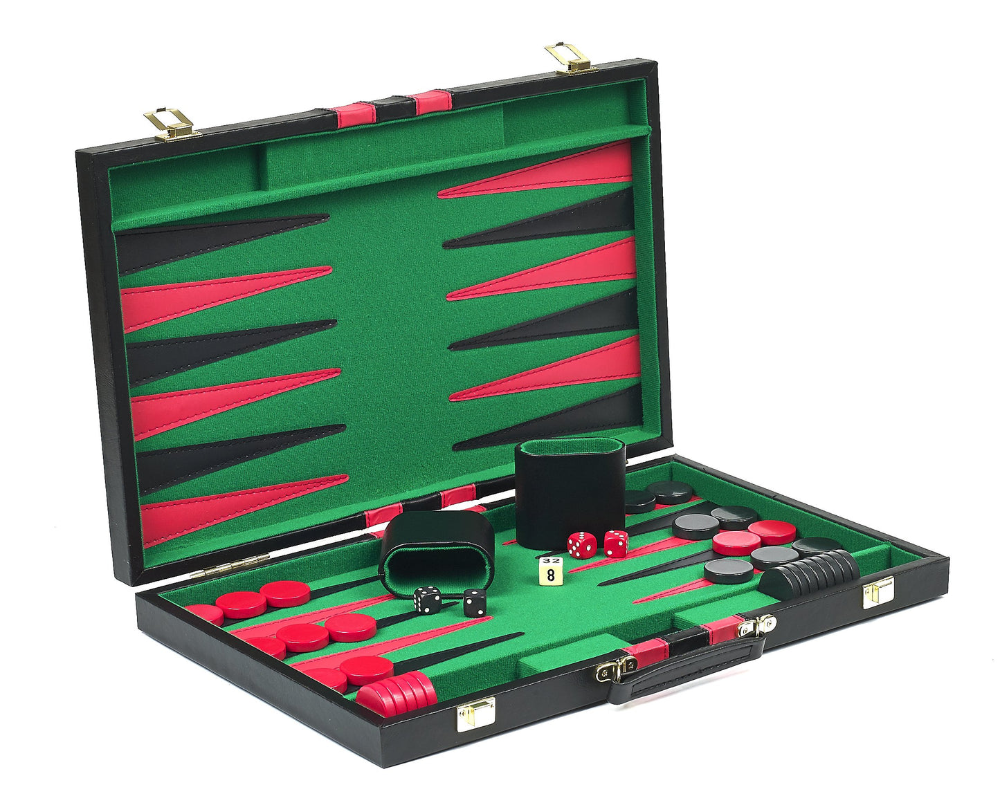 Bello Games Backgammon Set - Faux Leather, Available in Medium & Large Sizes, Green Color