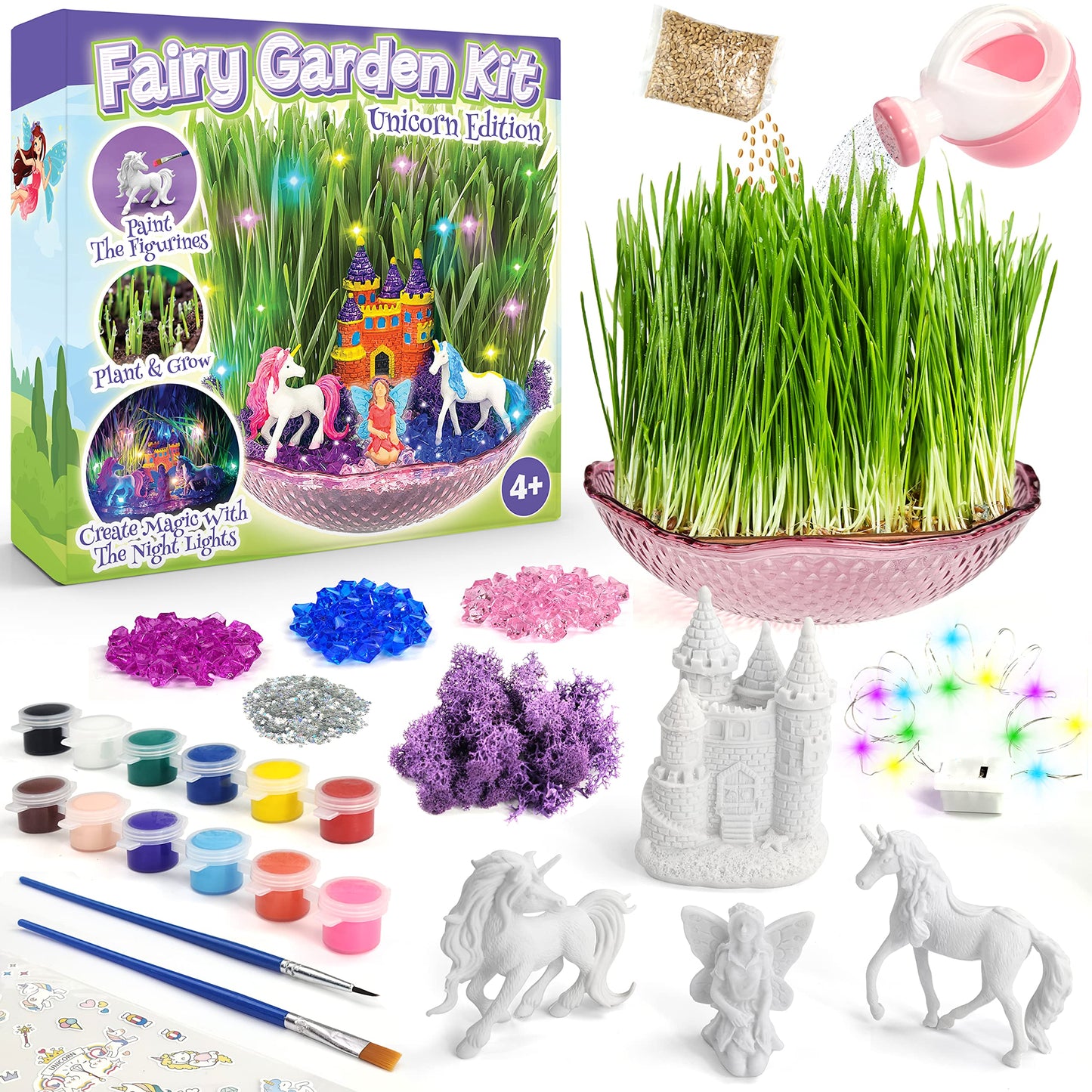 Bloonsy Unicorn Fairy Garden Kit For Kids | Light Up Fairy Unicorn Terrarium Kit | Science Stem Toys Presents | Unicorn Arts And