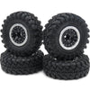 Hobbysoul Adjustable Offset 1.0 Rc Wheels Rims Silver Black & 1/24 Tires, Heavy 1.0 Beadlock Wheels And Tires For 1:24 Rc Crawle