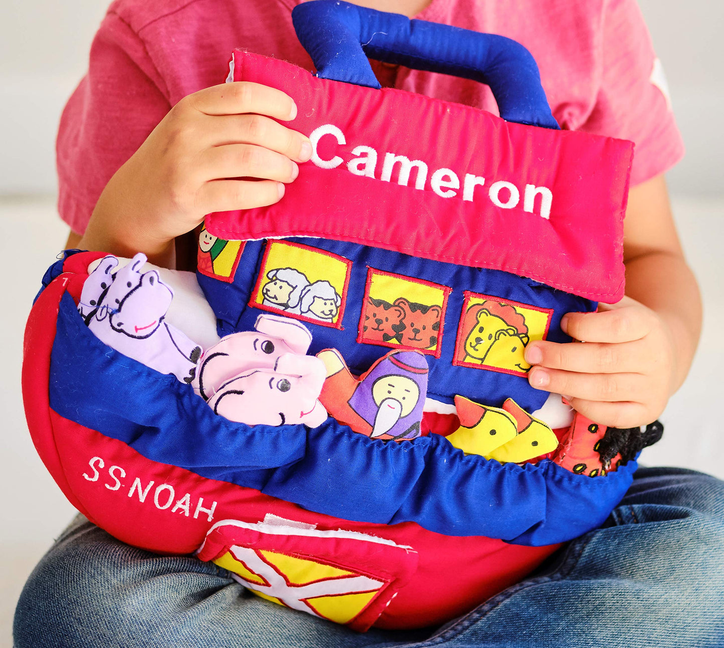 Pockets of Learning Noah's Ark Playset for Toddlers - Personalized Fabric Toy, Multiple Colors, Model 2647E