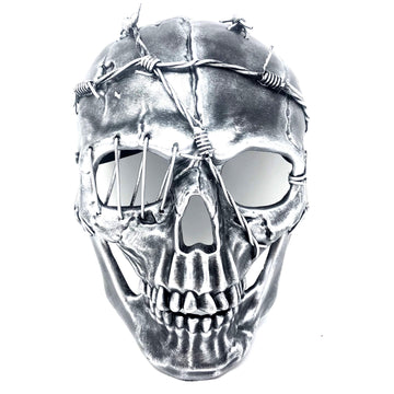 STORM BUY ] Steampunk Style Metallic Scary Horror Skeleton Mask for Halloween Costume Cosplay Party (Silver)
