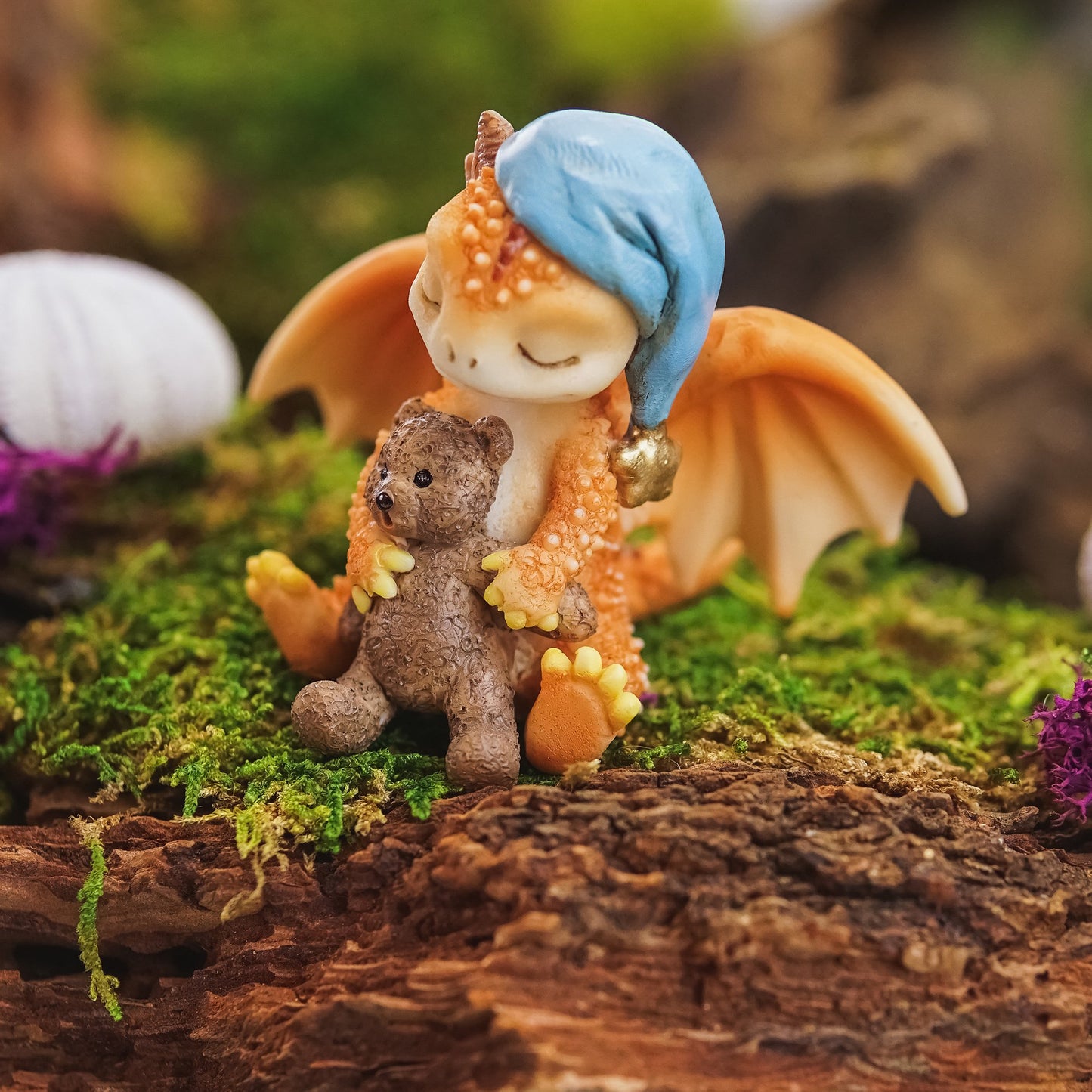 Top Collection Solar The Red Dragon - Mini Collectible Fantasy Figurine (Good Night Teddy Bear)