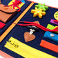 Teach My Busy Board Montessori Toy - Medium Orange Fabric - Educational Sensory Toy for Preschoolers - Model 0061