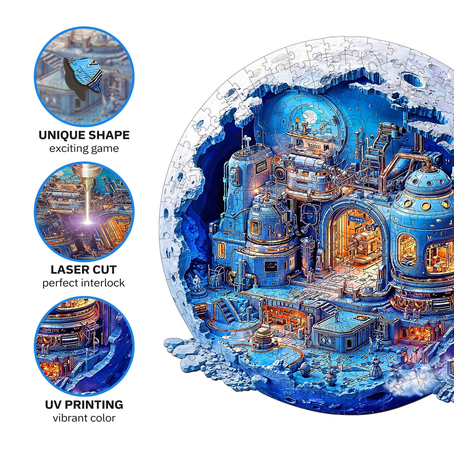 Jigfoxy Wooden Puzzles for mature-themeds  Lunar Base Wood Puzzles mature-themed  Unique Animal Shape Wooden Jigsaw Puzzles for mature-themeds  Birthday Gifts for Puzzle Lovers  Family  Friend (M-11.2 * 11.3in-187pcs)