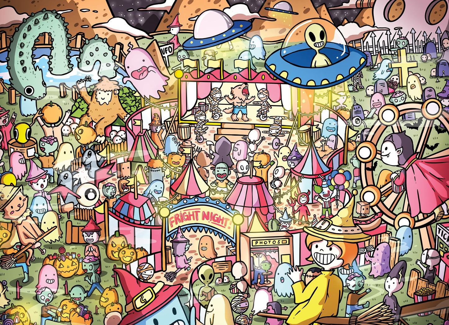Cross & Glory - Monster'S Gala: A Halloween Hauntfest - 1000 Piece Jigsaw Puzzle For Adults & Kids 12+ | Glare-Free | Vibrant Halloween Festival Scene
