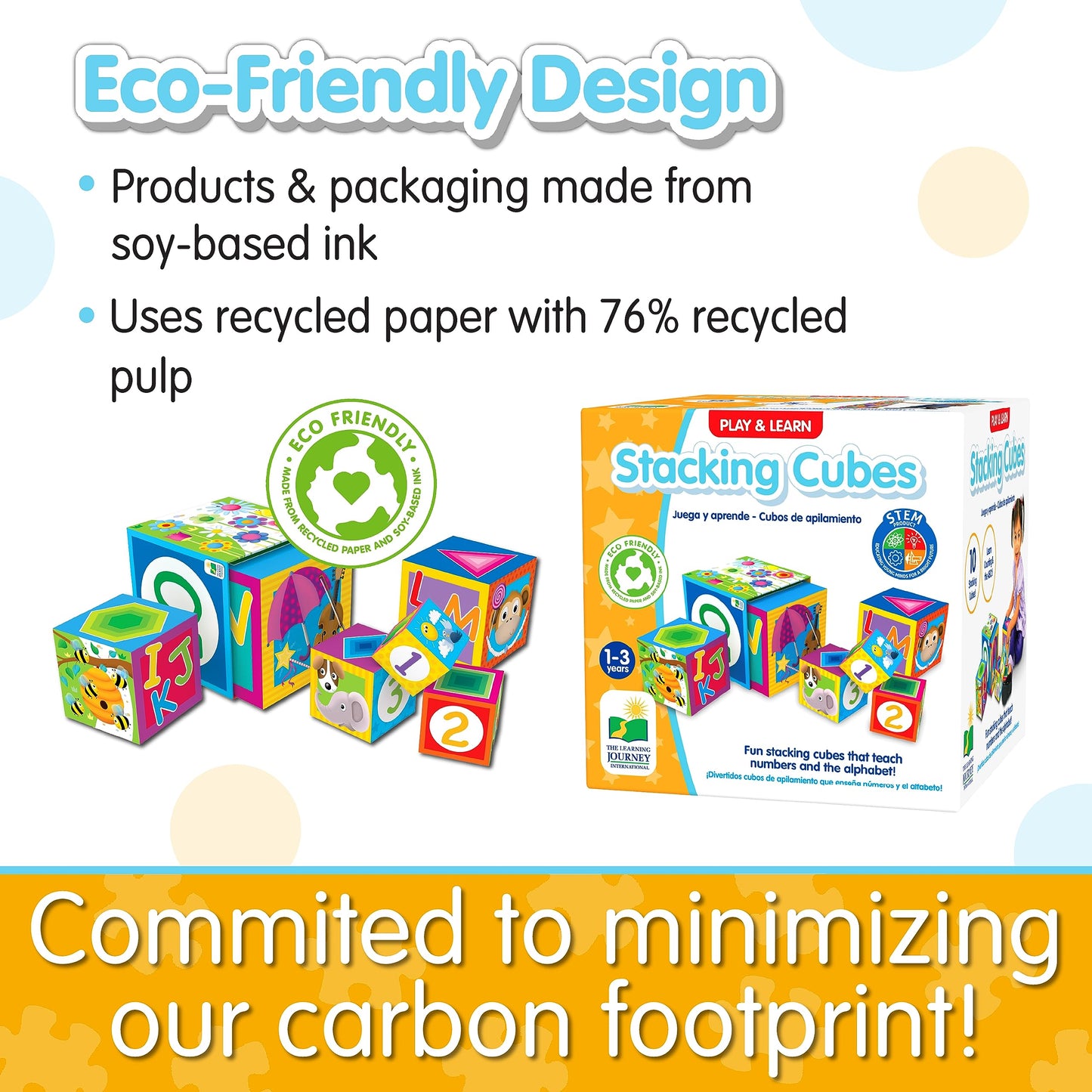 Learning Journey International LLC Play & Learn - Stacking Cubes - STEM Toddler Toys & Gifts for Boys & Girls Ages 12 Months and