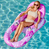Sloosh Pool Lounge Float mature-themed  Inflatable Pool Floats Lounger Raft Floaties Water Floating Recliner Chair with Cup Holders Foot Rest Swimming Pool Floaty  Pink